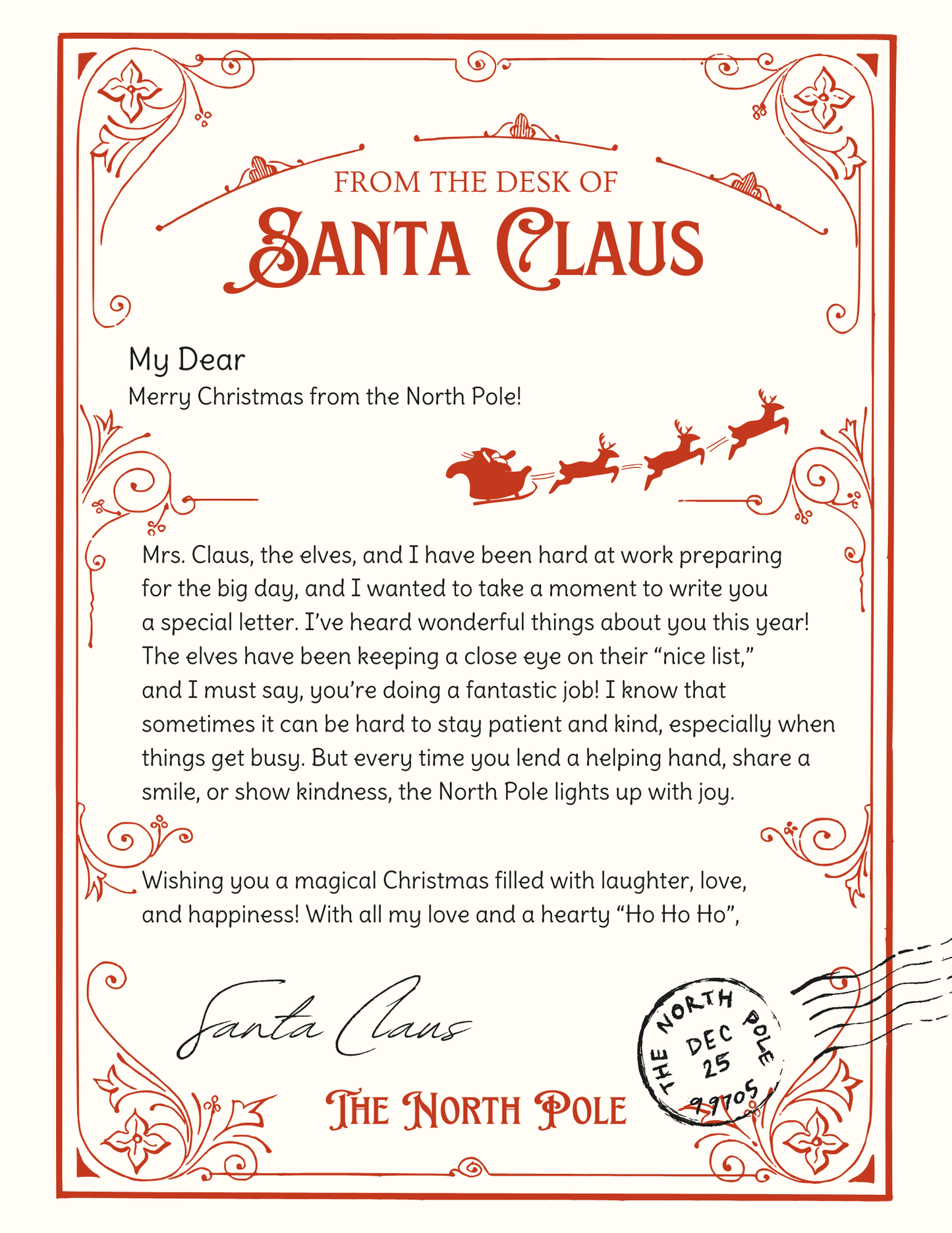 Santa's Custom Letters with Reindeer Design