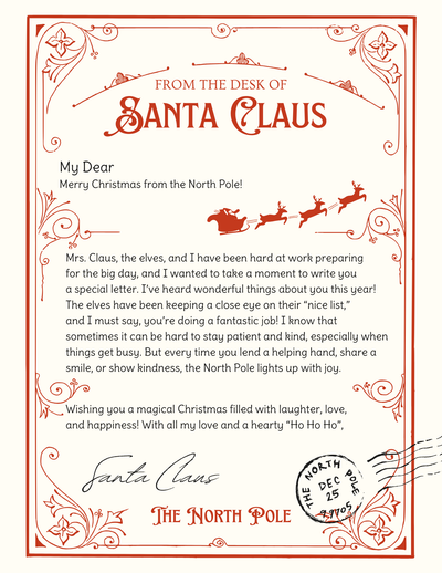 Santa's Custom Letters with Reindeer Design