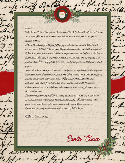 Santa's Official cursive letter