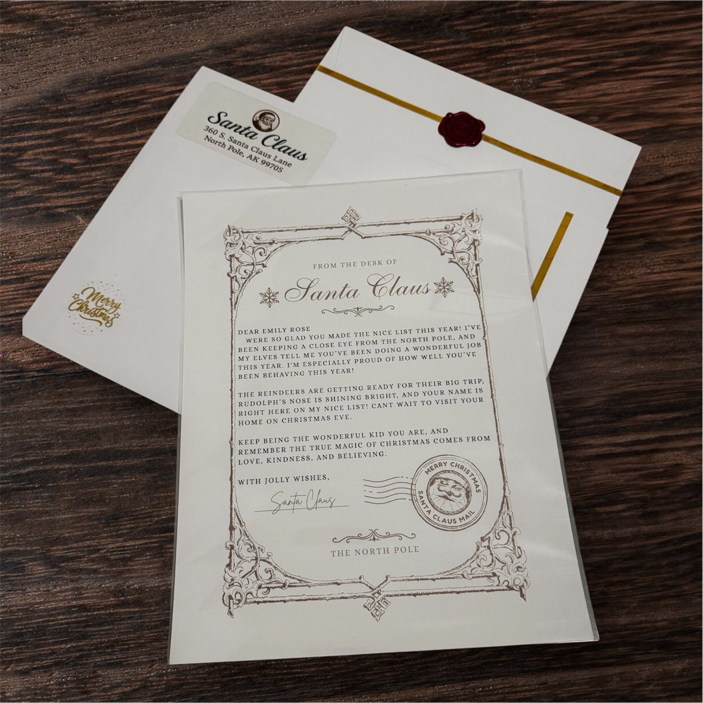 Santa’s Official Personalized Letter designed on premium quality card