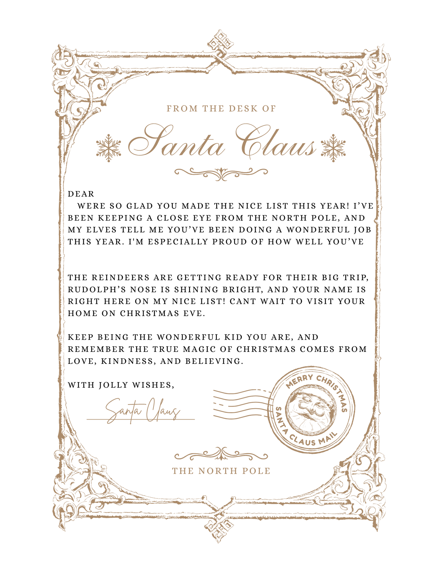 Santas Official Personalized Letter
