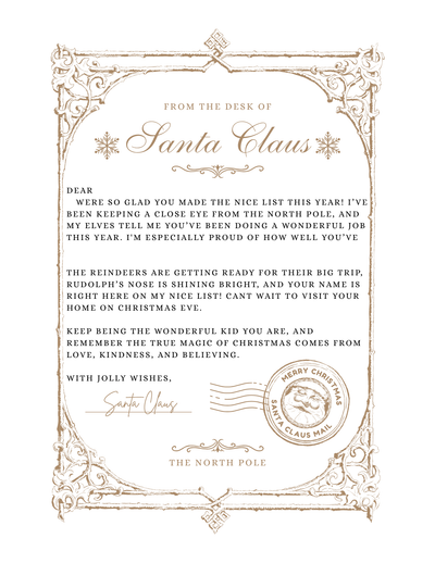 Santas Official Personalized Letter