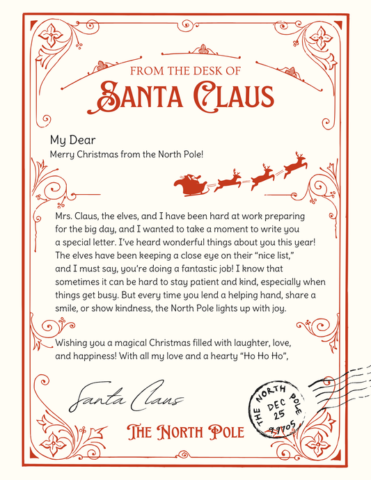 Santa's Custom Letters with Reindeer Design