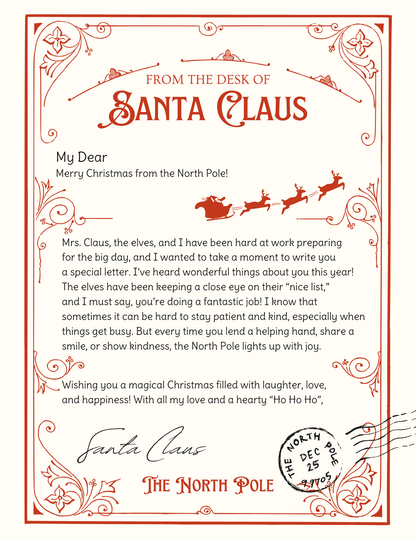 Santa's Custom Letters with Reindeer Design