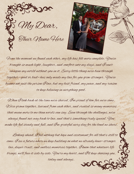 The Rose Love Letter – Personalized Romantic Gift for Couples
