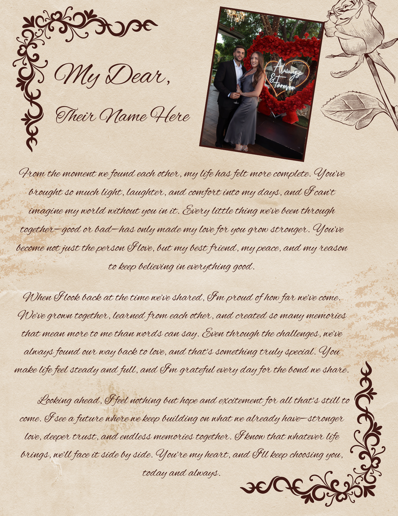 The Rose Love Letter – Personalized Romantic Gift for Couples