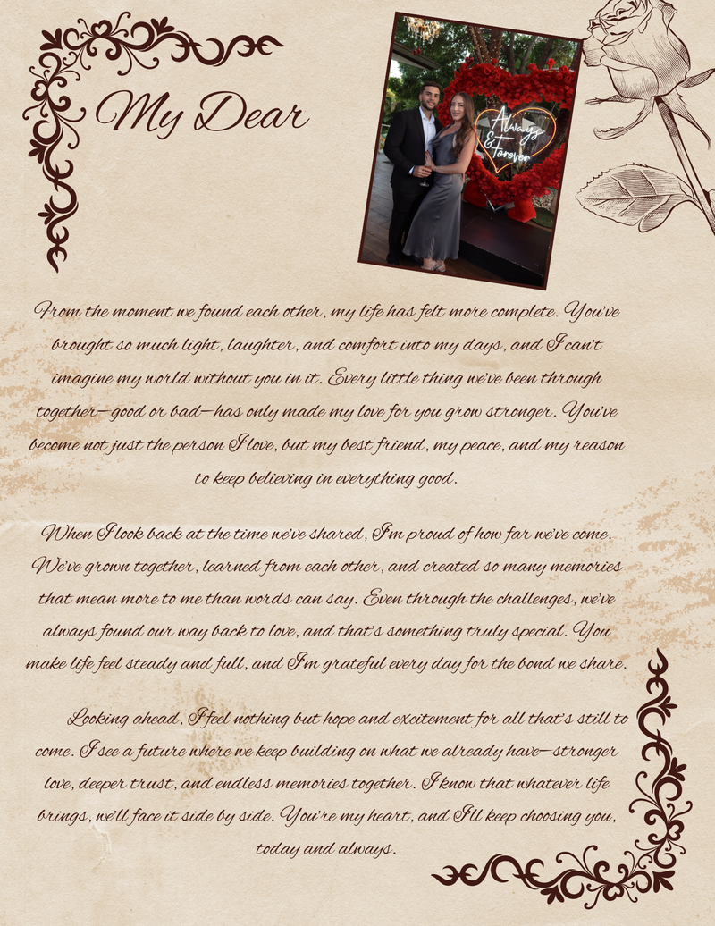 The Rose Love Letter – Personalized Romantic Gift for Couples