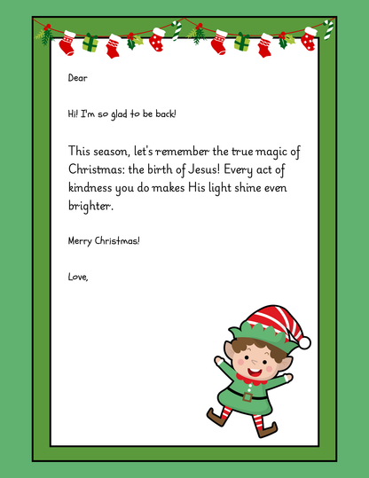 Your baby Elf is back personalized letter with elf-themed design