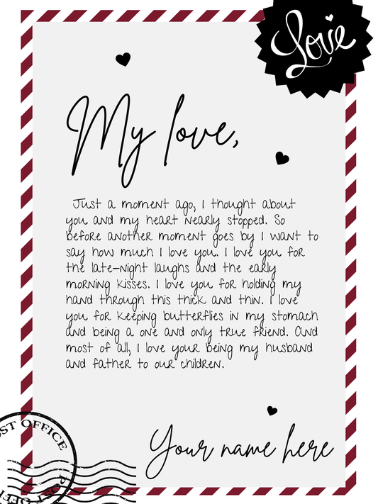 Valentines Love Letter for Him