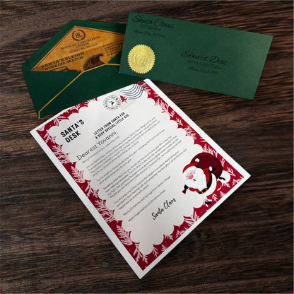 Very Special Little Kid Letter with green envelope and wax seal