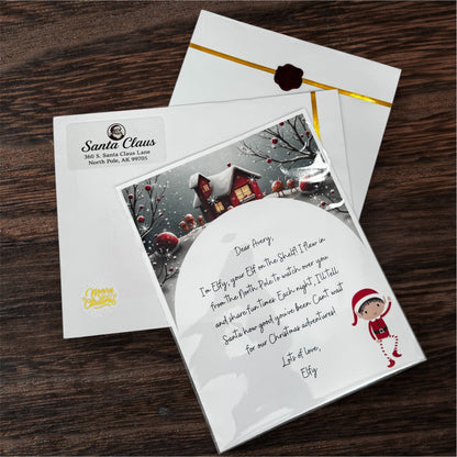 Your Elf’s Home letter designed on premium cardstock.