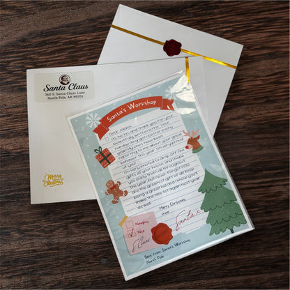 Santa’s Workshop Letter designed on high quality card