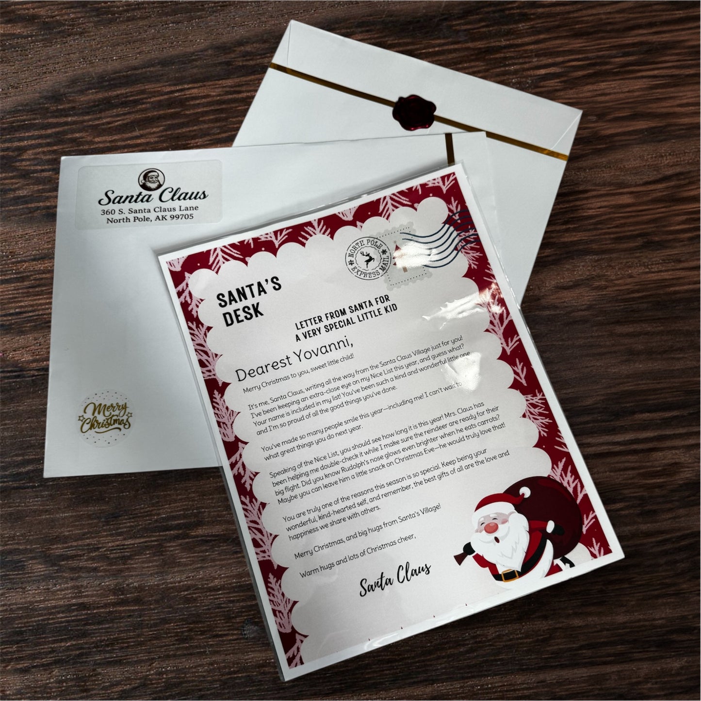 Very Special Little Kid Letter designed on high quality card for gold tier