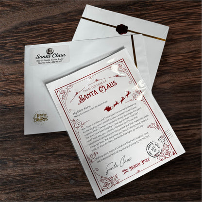 Santa’s Custom Letters with Reindeer design printed on premium card