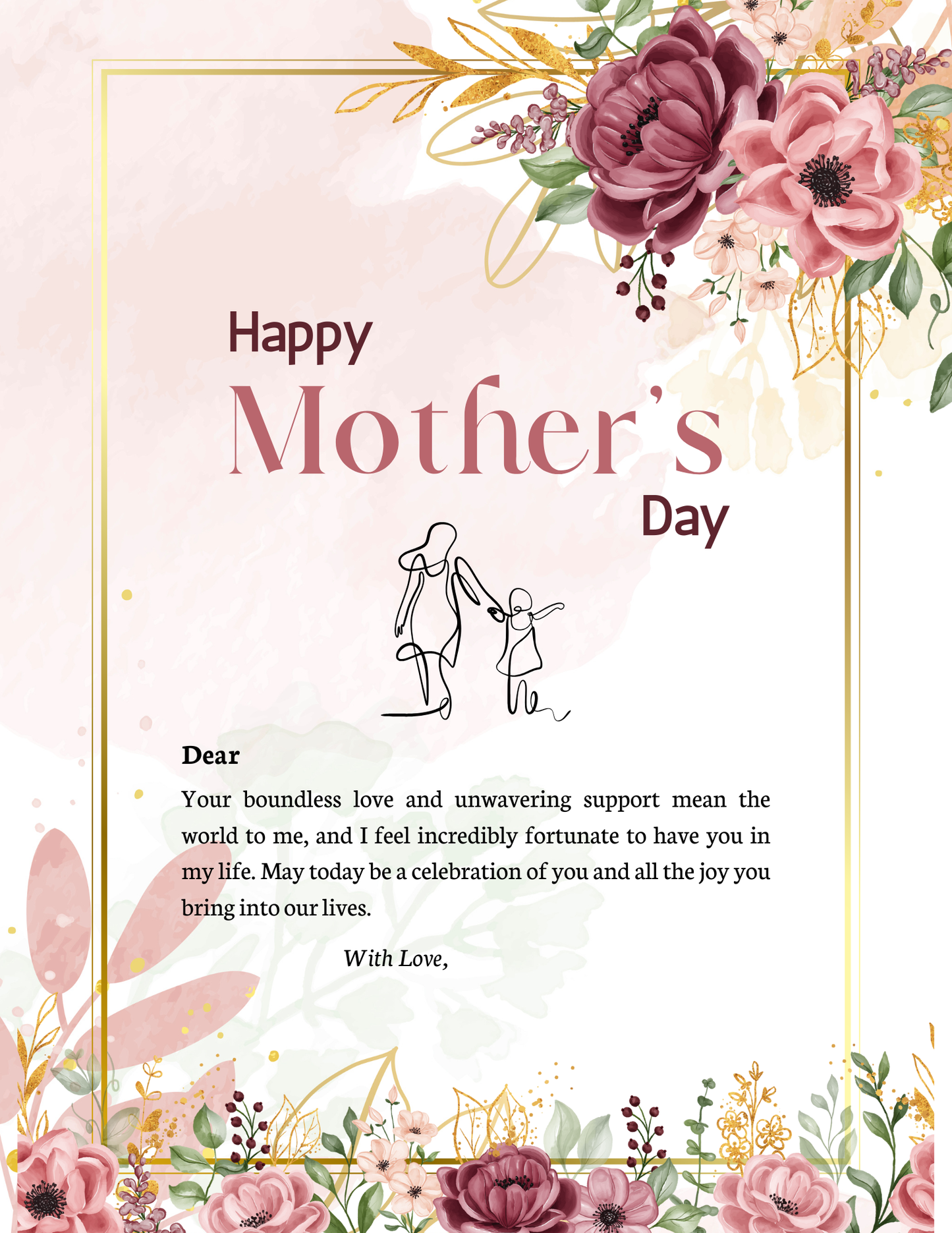 Flowers Mothers Day Letter