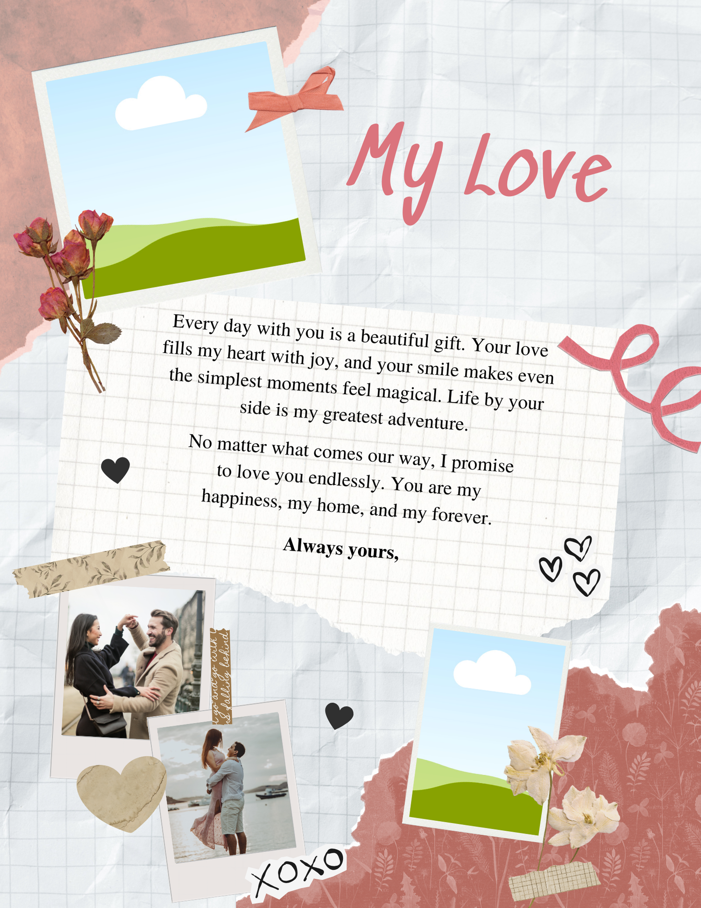 My Love” Personalized Letter – Romantic Keepsake for Your Partner