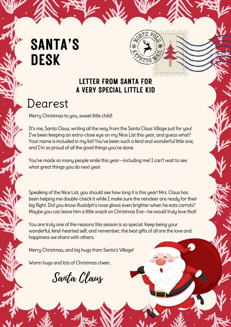 Very Special Little Kid Letter - Custom Gift for Kids
