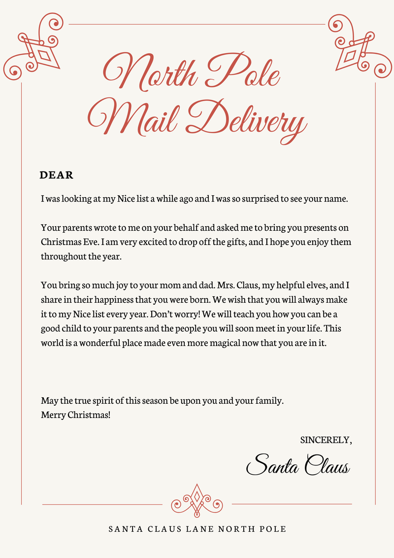 North Pole Mail Delivery – Personalized Christmas Letter for Kids